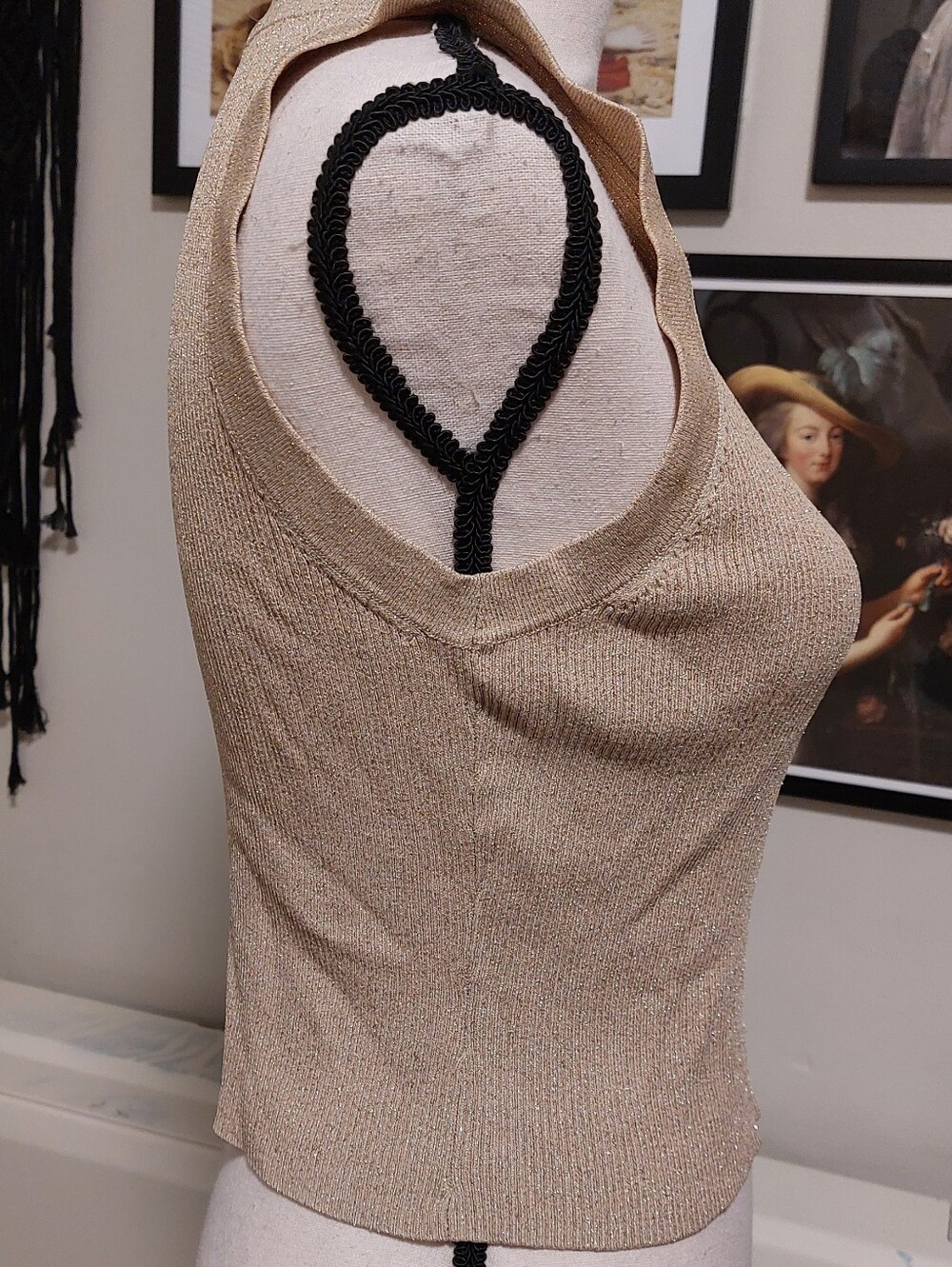 Gold Ribbed Crop Tank - Picture 2 of 5